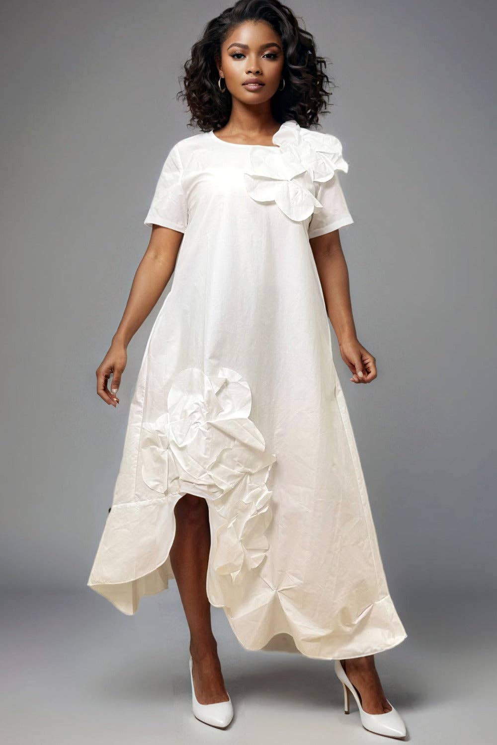 N by Nancy ASYMMETRICAL HEM DRESS white