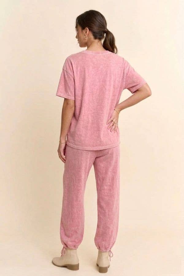 Green -WASHED SHORT SLEEVE AND BALLOON PANTS SET