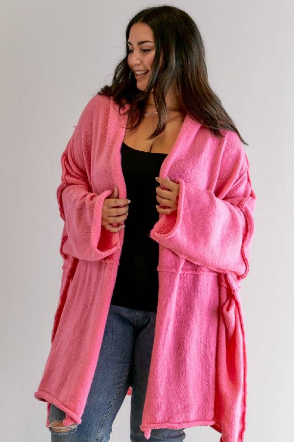 SALE PLUS POCKET DETAILED LONGLINE OVERSIZED CARDIGAN