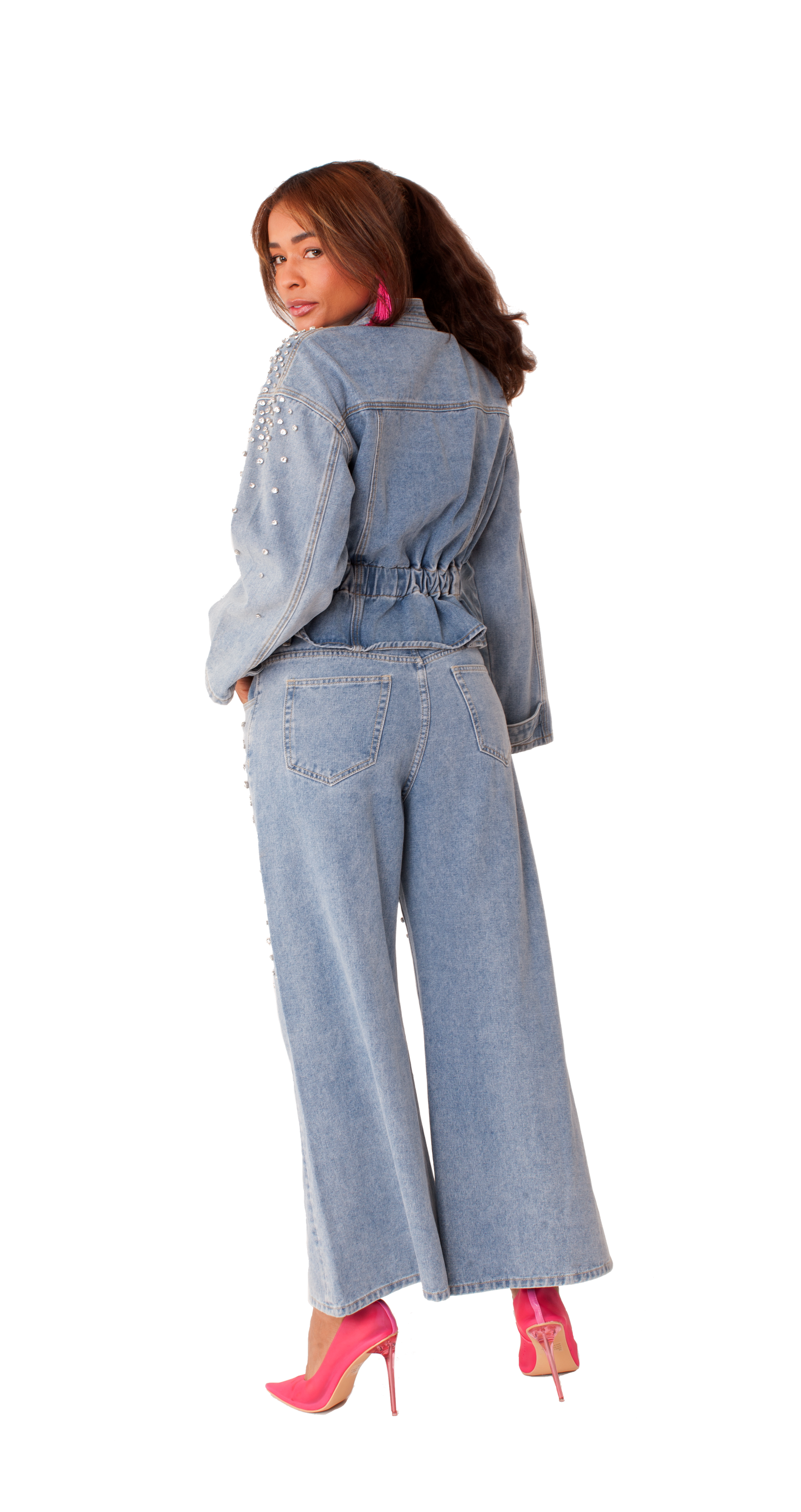 82327 DENIM PANTS, WITH RHIESTONES ,
