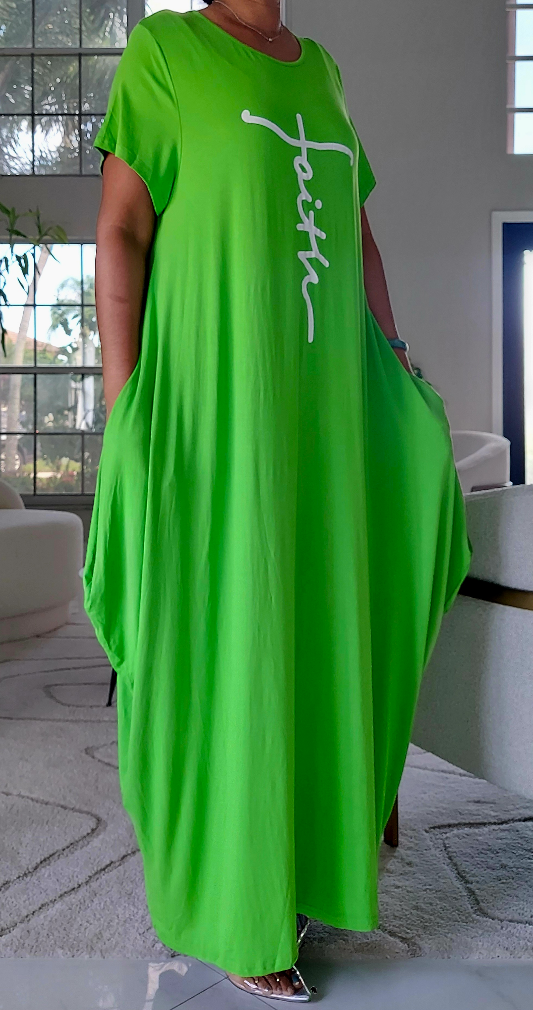 Jersey Dress/Short Sleeve/ Bright Green
