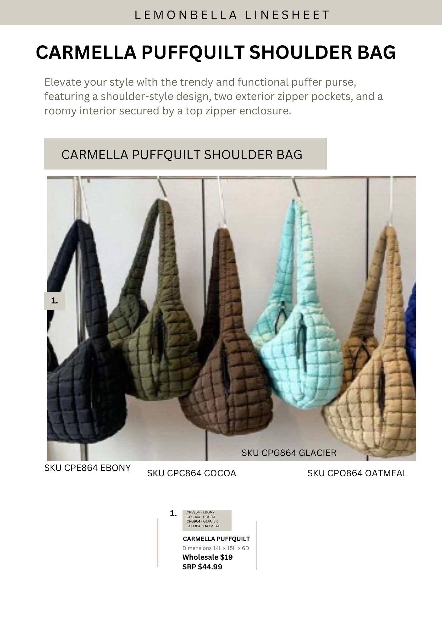 Puffer Shoulder Bag Glacier Blue - !