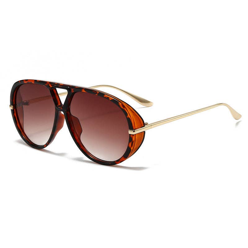 Fashionable Large Frame Pilot Sunglasses UV400 Protection