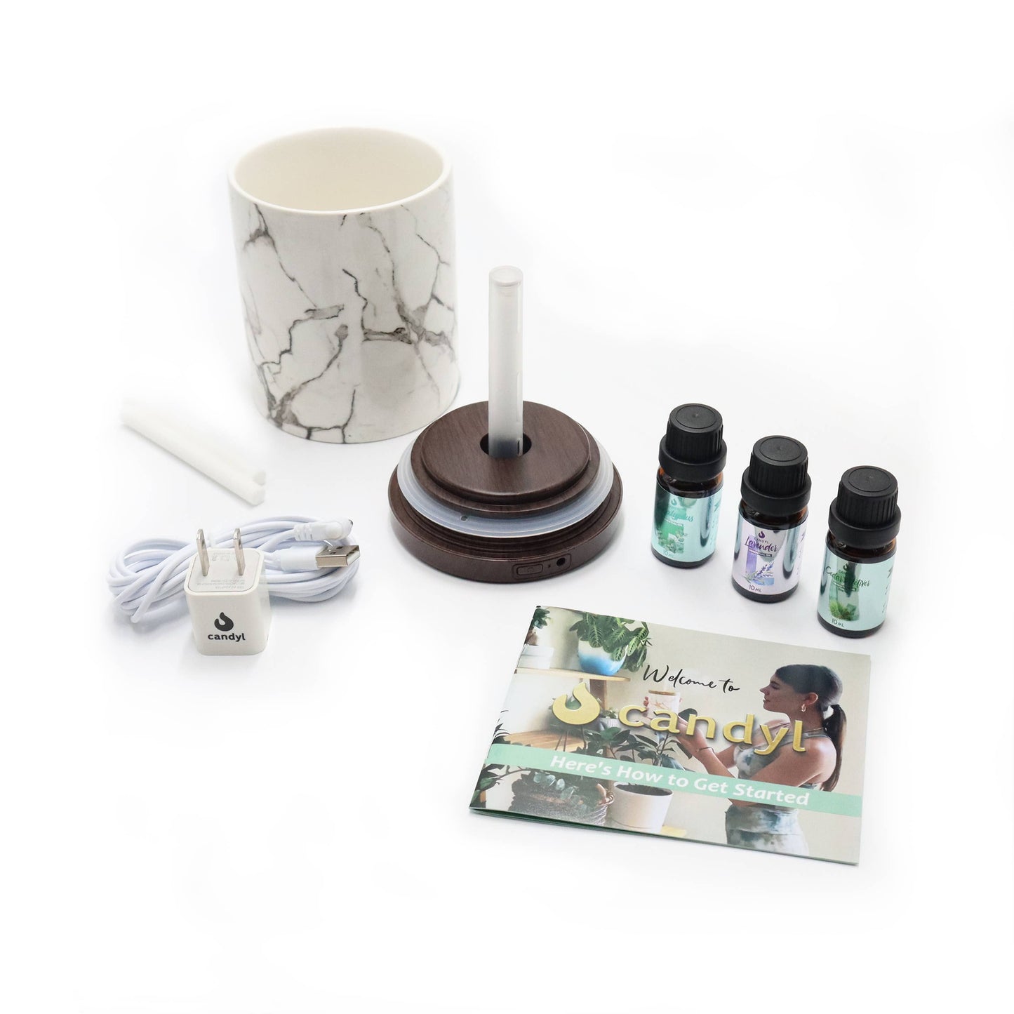 Candyl Candle Diffuser Starter Set with 3 Essential Oils