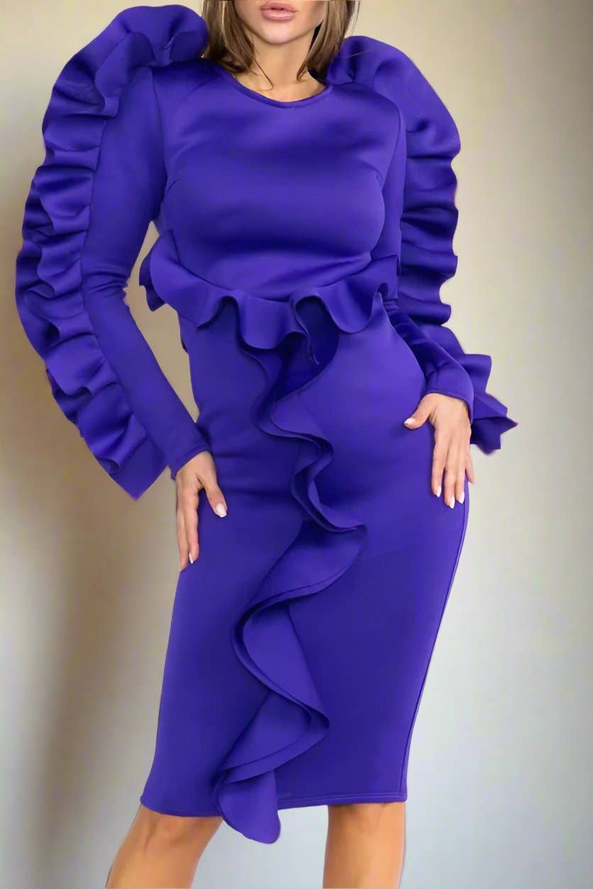 Plus Bodycon Dress with Dramatic Ruffle