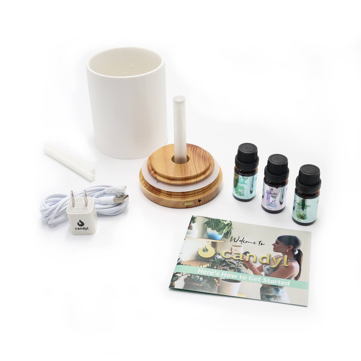 Candyl Candle Diffuser Starter Set with 3 Essential Oils