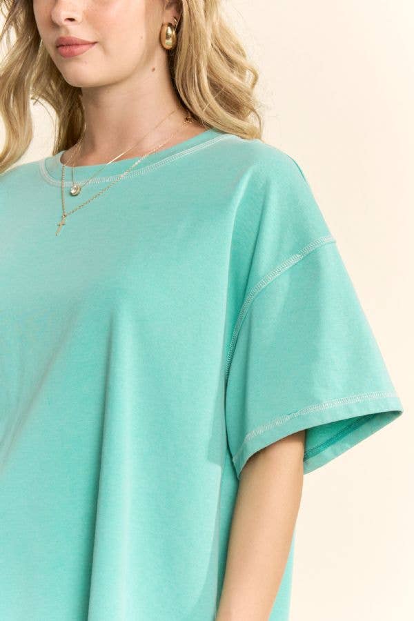Green -WASHED SHORT SLEEVE AND BALLOON PANTS SET