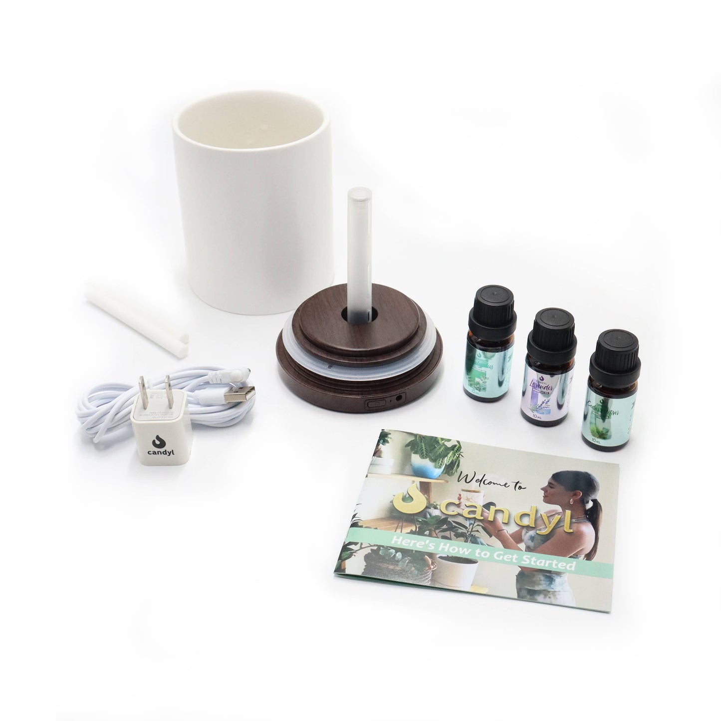 Candyl Candle Diffuser Starter Set with 3 Essential Oils