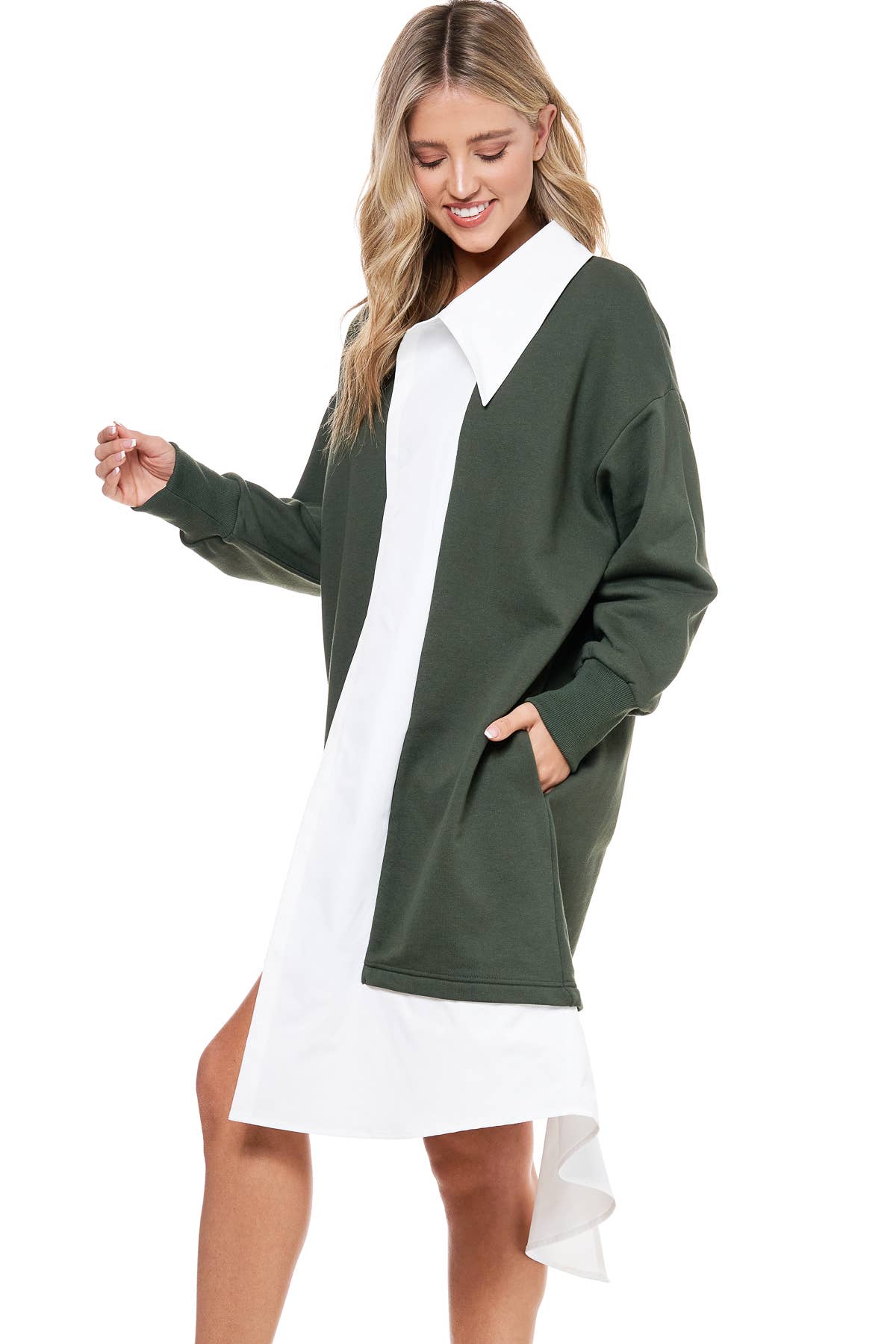 Orange  TOV Midi Shirt Dress
