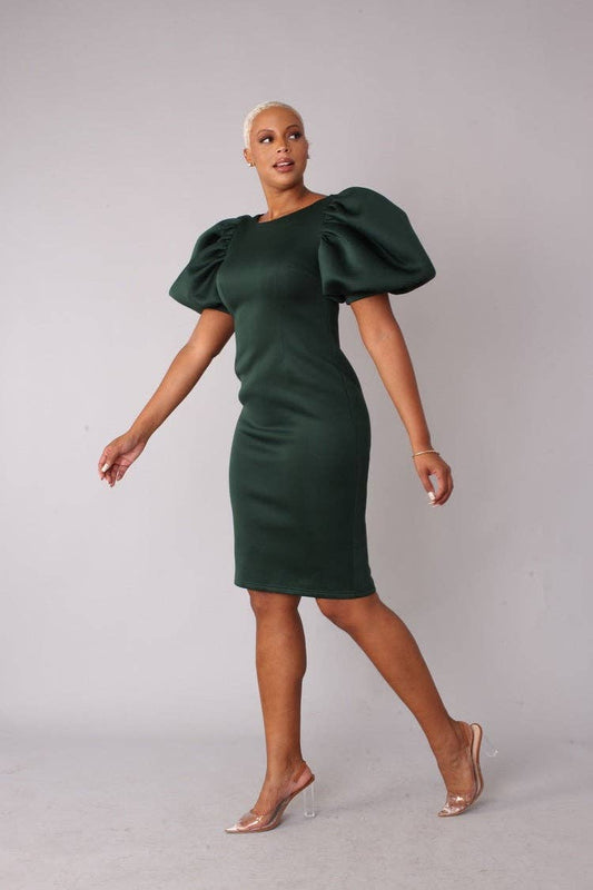 Green  Scuba Midi Dress - 8785 (Copy)