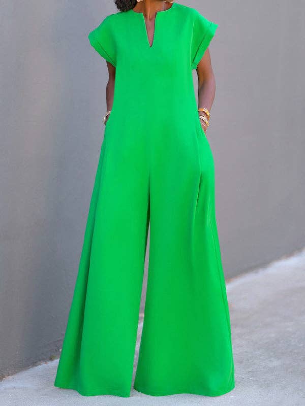 High Waist Pleated Pocket Jumpsuit