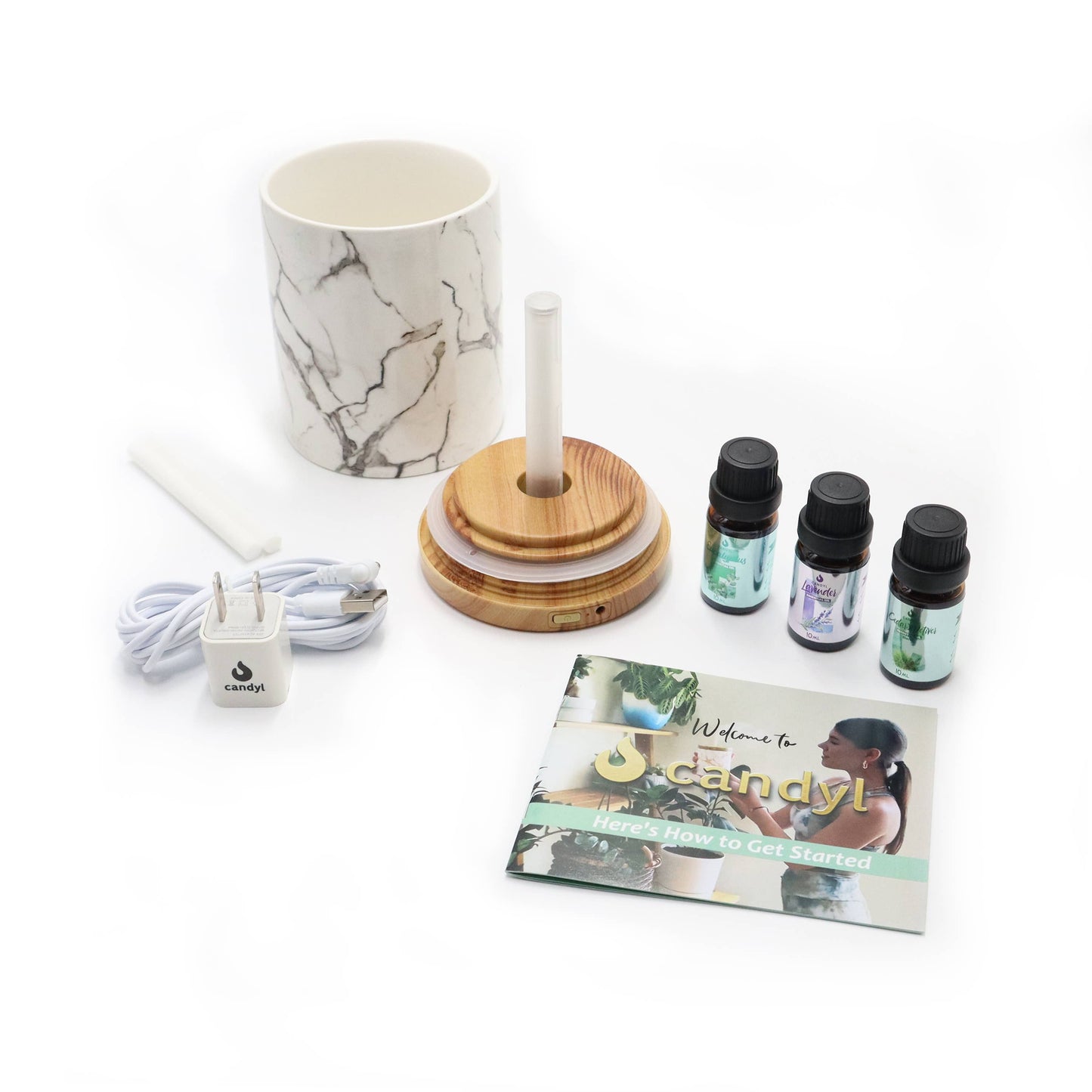 Candyl Candle Diffuser Starter Set with 3 Essential Oils