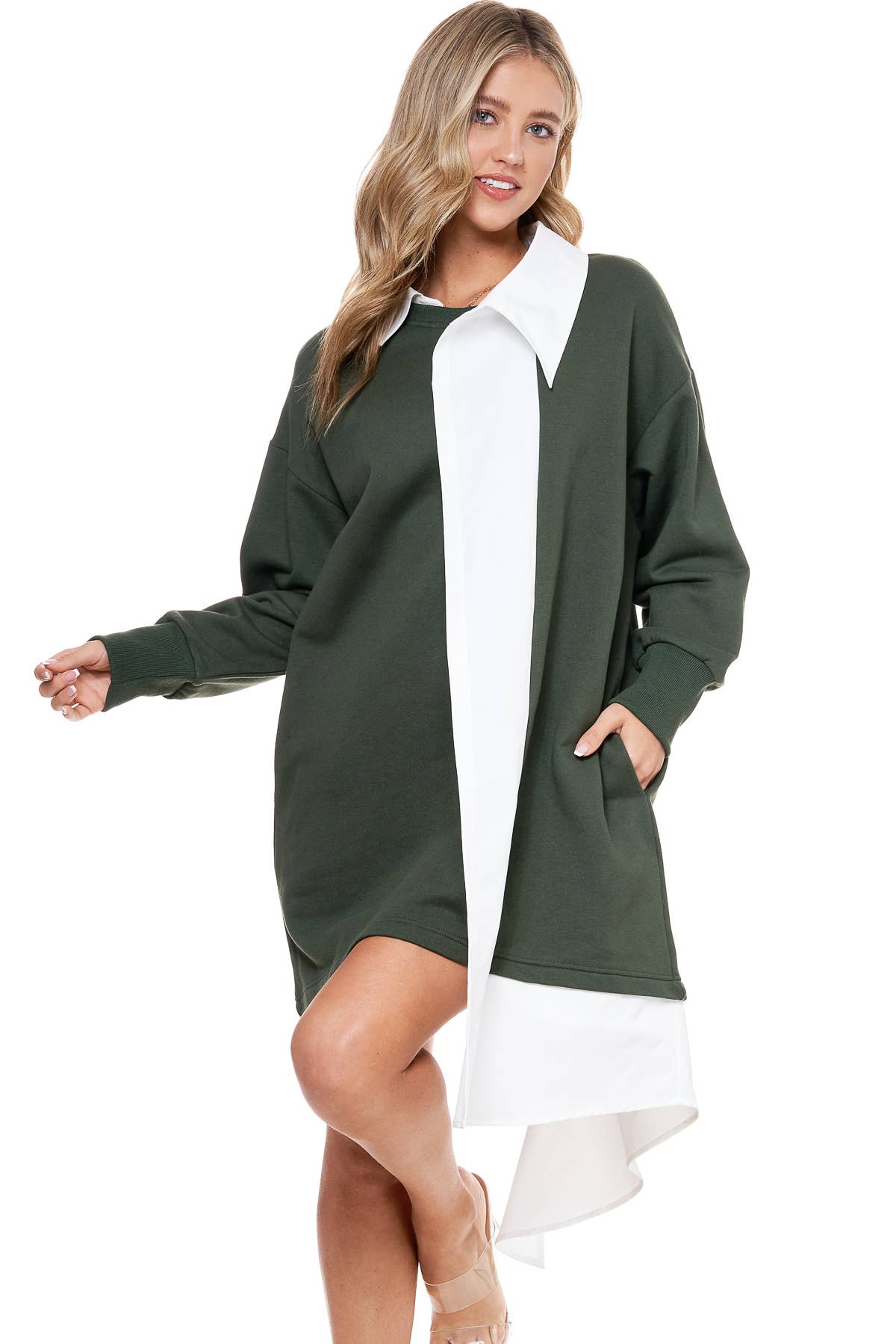 Orange  TOV Midi Shirt Dress