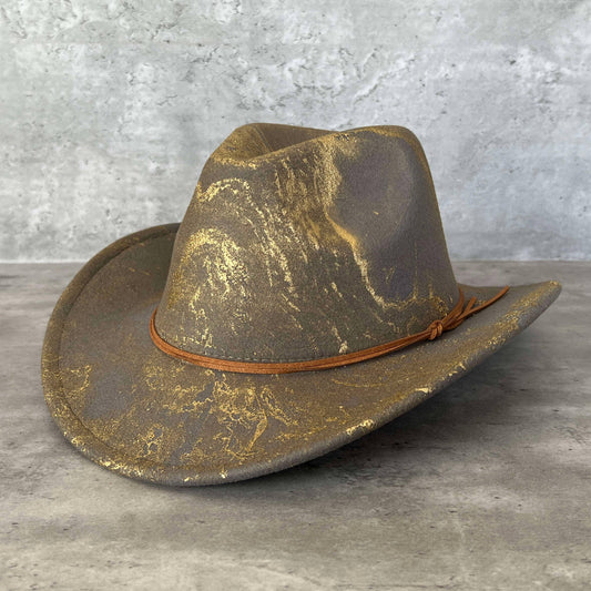 Gold Marbled Felt Cowboy Hat