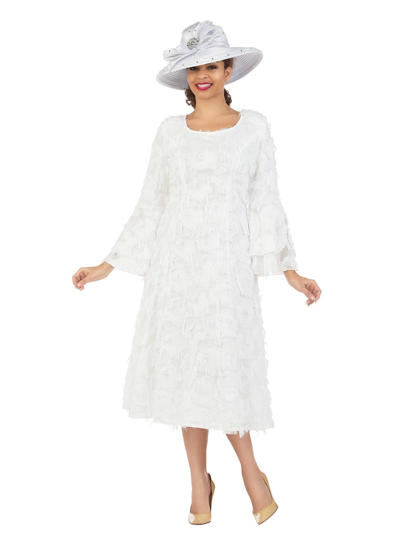 White Bell LS Fit & Flare Tassel Decor Drs