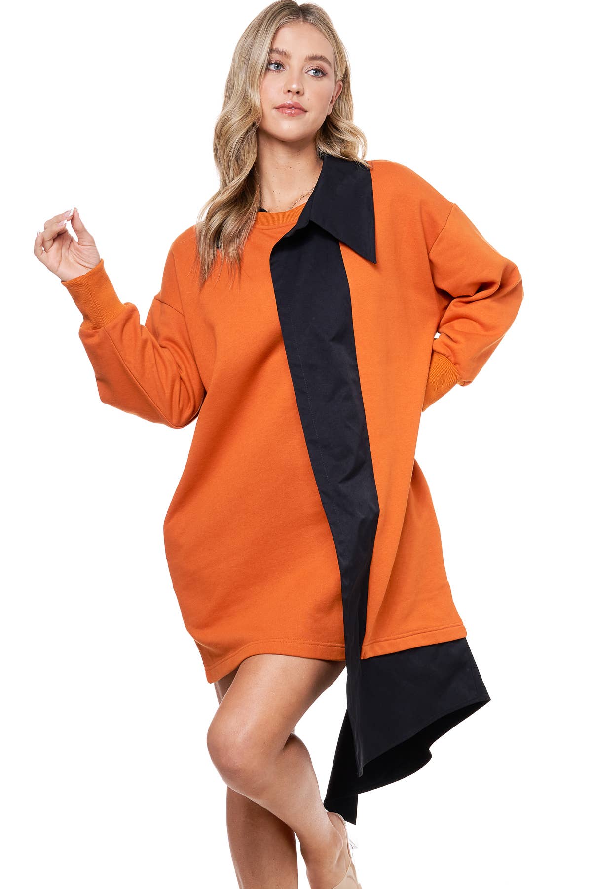 Orange  TOV Midi Shirt Dress