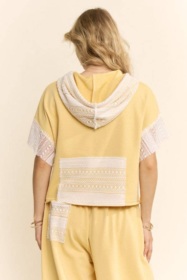 Yellow LACE PANEL FRENCH TERRY SET
