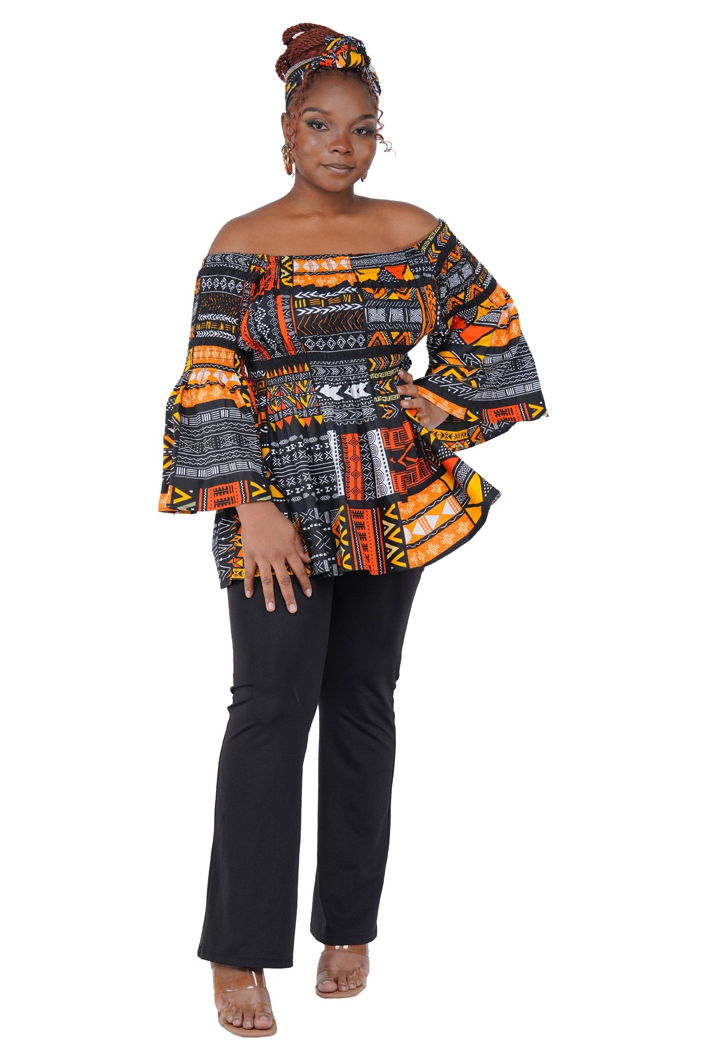 African Ladies Smocked Peplum Blouse | One Size