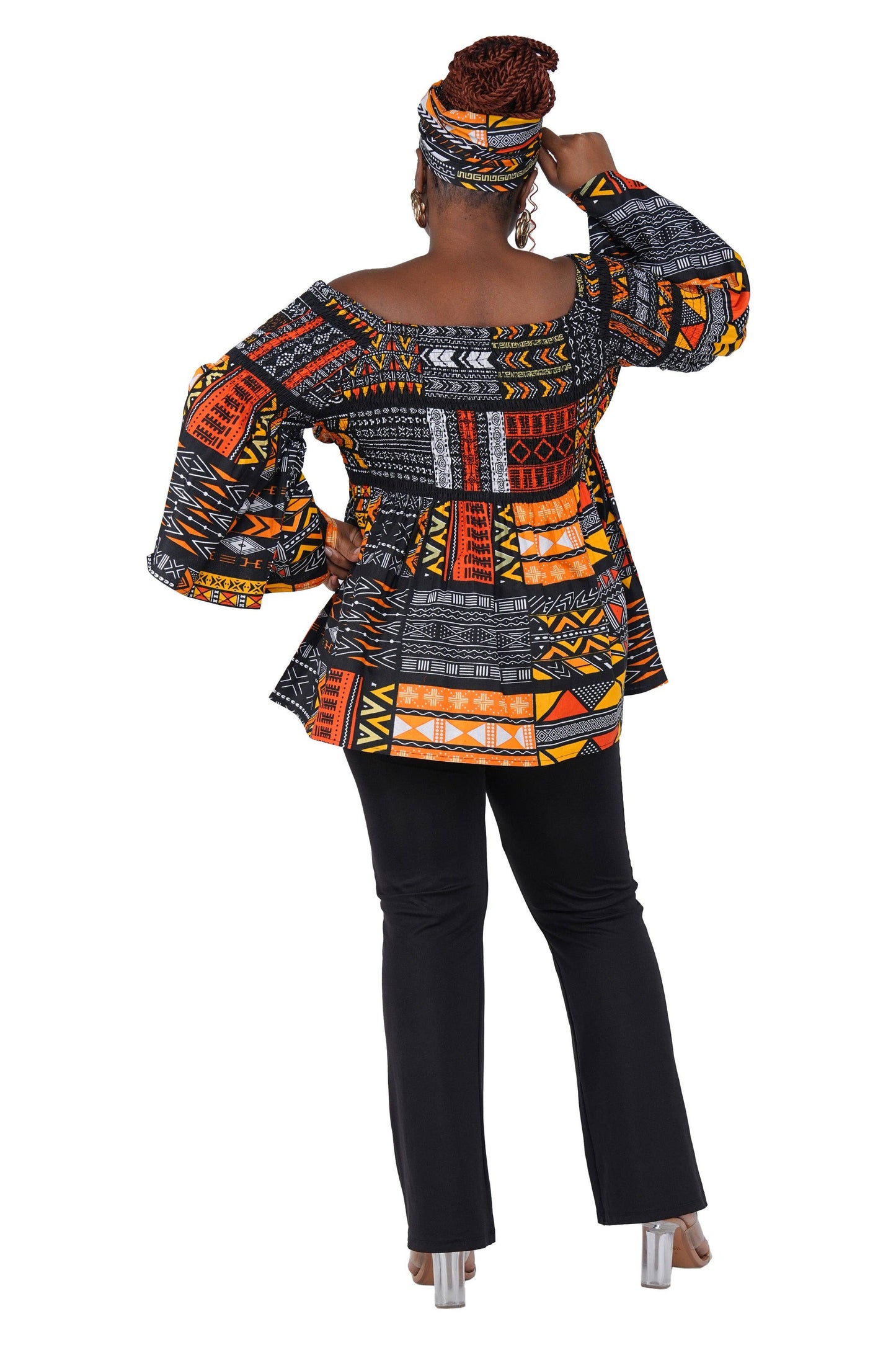 African Ladies Smocked Peplum Blouse | One Size