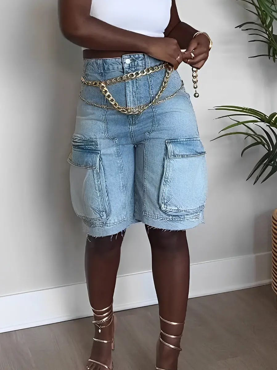 Cargo Pocket Denim Shorts