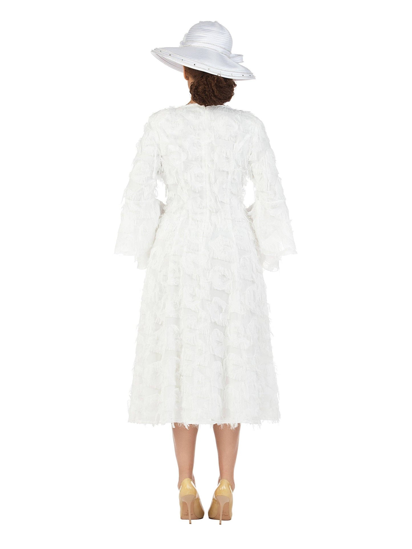 White Bell LS Fit & Flare Tassel Decor Drs