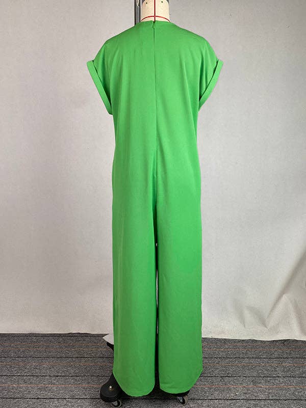 High Waist Pleated Pocket Jumpsuit