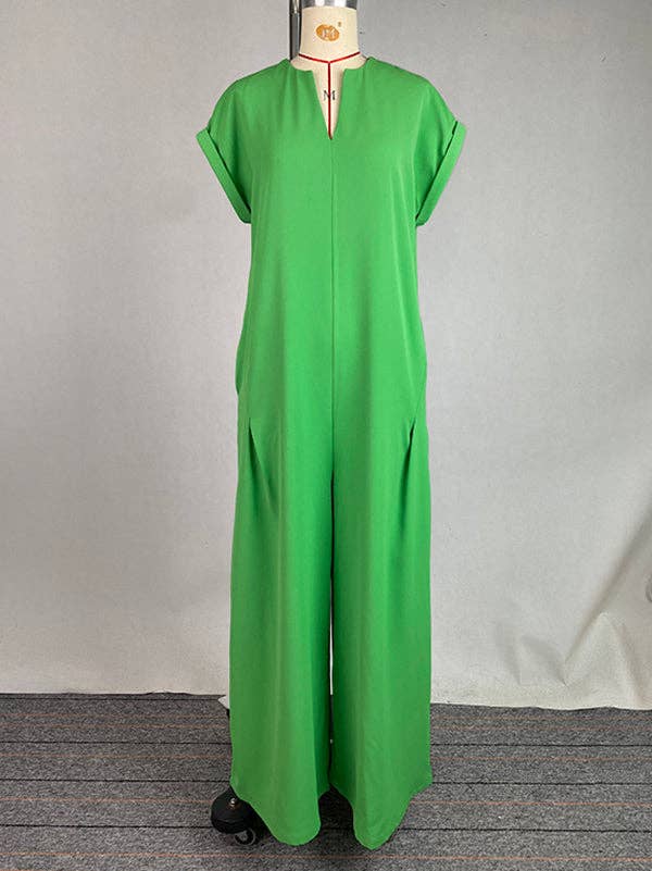 High Waist Pleated Pocket Jumpsuit