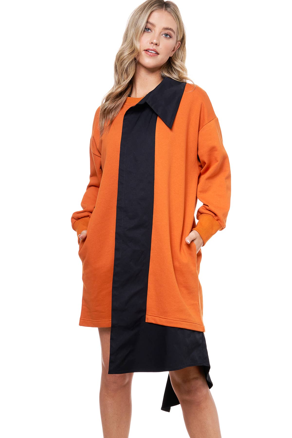 Orange  TOV Midi Shirt Dress