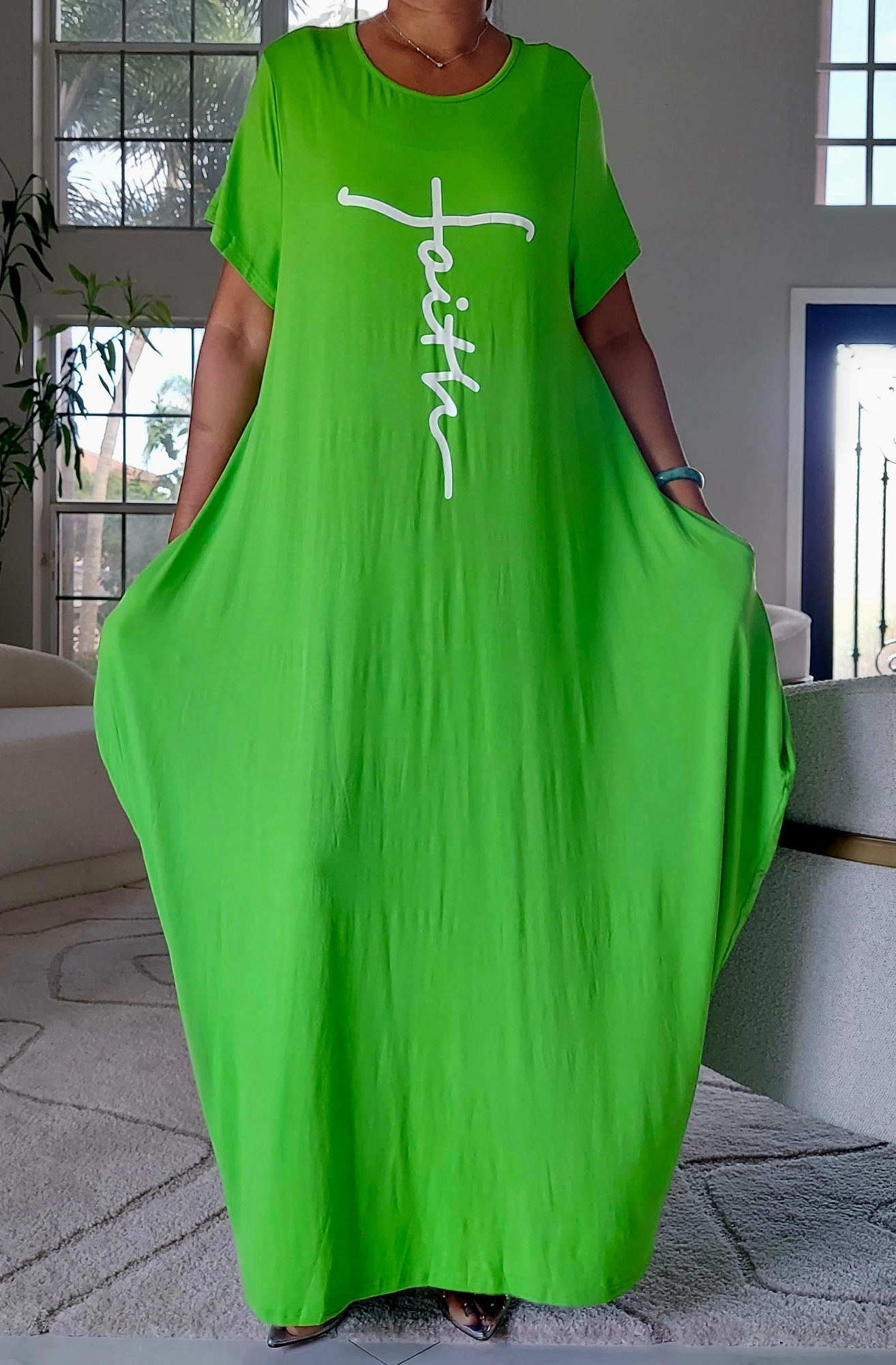 Jersey  Dress/Short Sleeve/ Bright Green