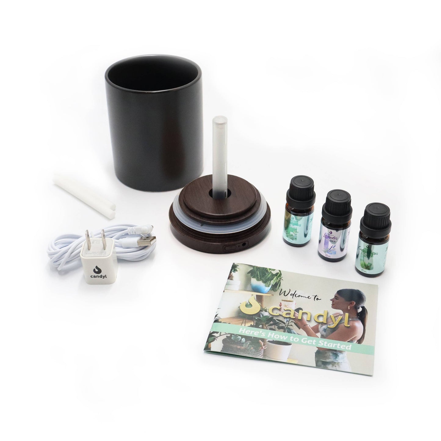 Candyl Candle Diffuser Starter Set with 3 Essential Oils