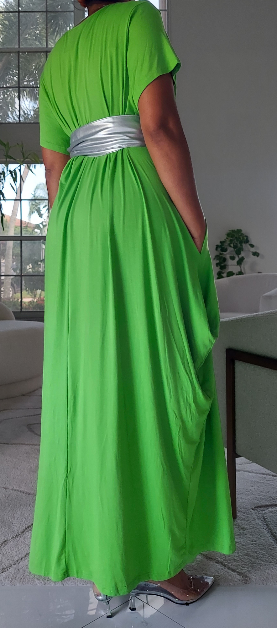 Jersey  Dress/Short Sleeve/ Bright Green