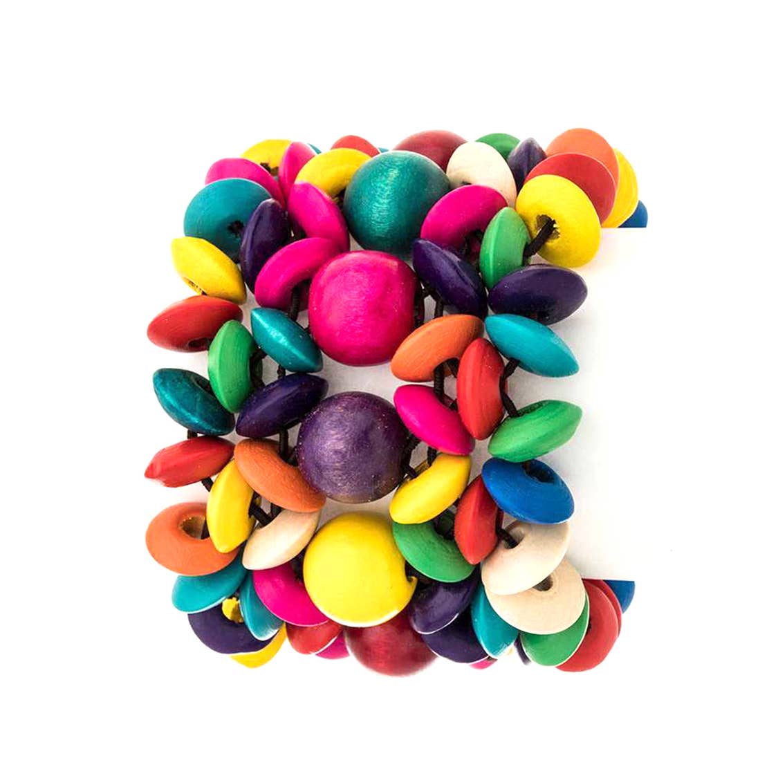 Wooden Beads Statement Necklace BraceletSet