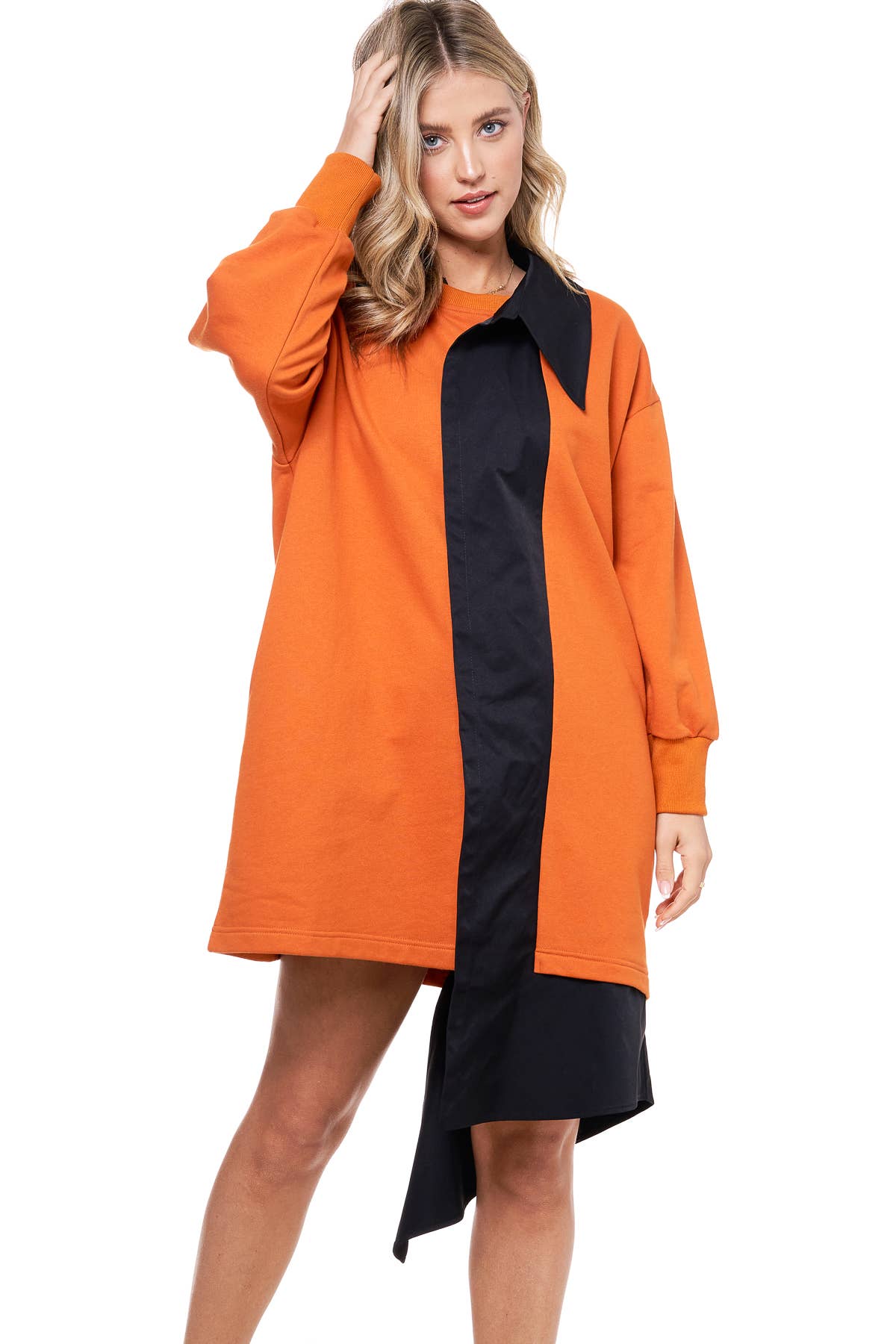Orange  TOV Midi Shirt Dress