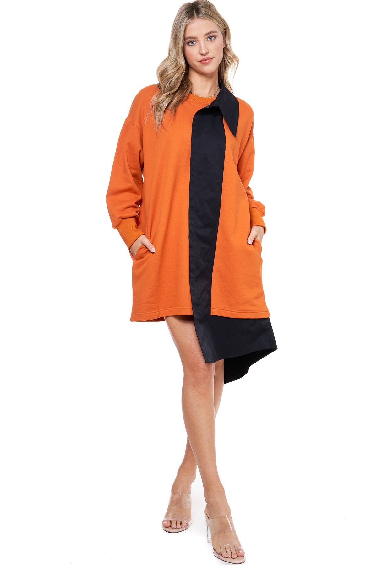 Orange  TOV Midi Shirt Dress